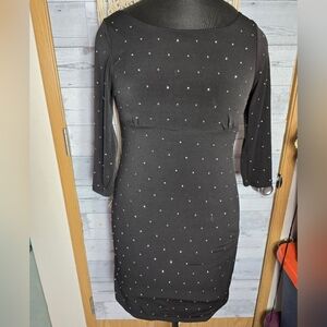 Express Black Rhinestone Stretch Bodycon Cocktail Party Mini Dress LBD